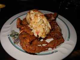 softshell crab topped with crab imperial