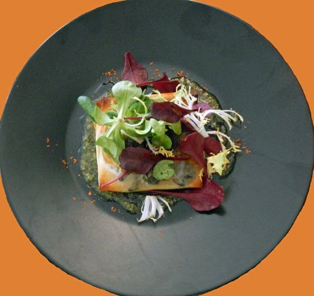 photo of croustillant of snails with salad