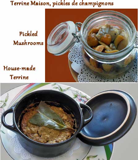 photo of house-made terrine with pickled mushrooms
